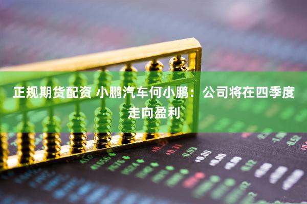 正规期货配资 小鹏汽车何小鹏：公司将在四季度走向盈利