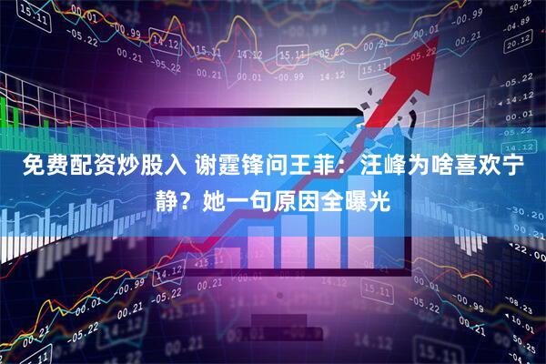 免费配资炒股入 谢霆锋问王菲：汪峰为啥喜欢宁静？她一句原因全曝光